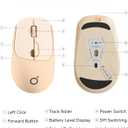 SEUNKWANG EWEADN Q5 Wireless Mouse, BT5.0 & 2.4G Computer Mice with Visible Battery Indicator, 1600 DPI, Rechargeable Bluetooth Mouse, 6 Button Portable Silent Computer Mouse for Laptop/PC/Mac - Pink