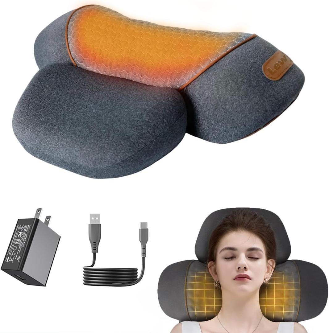 Non-Rechargeable 3-in-1 Neck Massager Pillow with Heat for Pain Relief Deep Tissue, Cervical Neck Pillow with Traction Massager,Dark Grey
