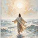 Palette Dreams Jesus Walking on Water Canvas Wall Art Painting Christian Bible Story Wall Decor Painting Poster Print Artwork for Living Room Bedroom Church Prayer Room Decor 12x16 Inch (16L" x 12W")