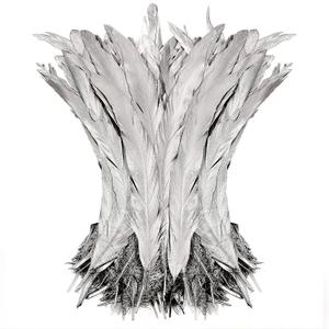 THARAHT 50PCS Rooster Coque Tail Feathers Bulk Natural 12-14Inch 30-35cm for Crafting Wedding Gras Masquerade Party Performances DIY Decoration Rooster Tail Feather,Silver
