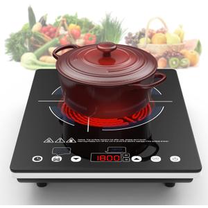 VBGK Electric Cooktop,110V Electric Stove Top,Single Burner LED Touch Control,9 Power Levels, Kids Lock &Timer,Overheat Protection,1800W Portable Induction Cooktop.