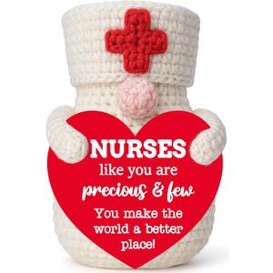 BackURyear Women Nurse Appreciation Gifts, Thank You Christmas Birthday Gift for RN NP CNA Nurse Week Day Graduation Retirement Hospital Nursing School Student Present, Handmade Crochet Gnome