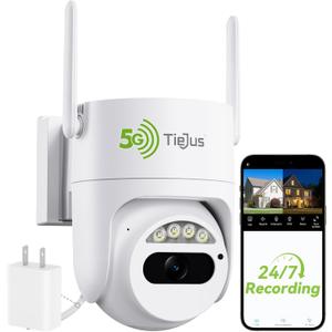 3MP Security Camera Outdoor - 2.4G/5G Wi-Fi, 24/7 Recording Wired Power, 360 Pan-Tilt View, Motion Tracking, Color Night Vision, 2-Way Audio, Works with Alexa, Cloud & SD Card Storage, IP66 (White)