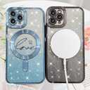 Fiyart Designed for iPhone 11 Pro Case,Compatible with MagSafe Love Heart Plating Camera Protection TPU Magnetic Glitter for Women Girls Shockproof Phone Bumper 5.8"-Black