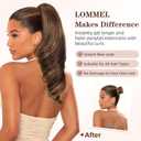Lommel Ponytail Extension 18Inch Claw Clip Ponytail Extension Brown with Golden Highlights Wavy Curly Claw Clip in Ponytail Hair Extensions, Natural Fake Ponytail Synthetic Hairpiece for Women
