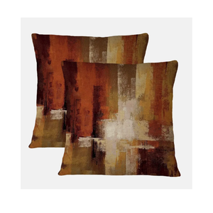 Qahing Burnt Orange Abstract Pillow Covers 18x18 Abstract Rust Art Painting Decorative Throw Pillowcase Modern Artwork Square Couch Cushion Cover for Living Room Sofa Accent Home Decor, Set of 2