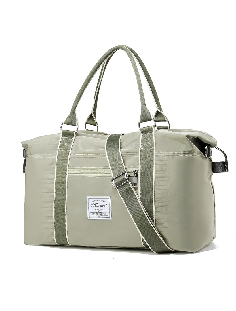 Gym Bag with Wet Pocket, Foldable Travel Duffle Bag Carry On Weekender Bags for Women, Waterproof Overnight Bag for Travel, Gym, Yoga