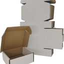 5x5x2'' Small Shipping Boxes 25 Pack, White Corrugated Cardboard Literature Mailers, Mailing Packaging Supplies for Small Business (W552-25)