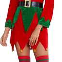 KASBAH 6 Pack Women Christmas Elf Costume Set Xmas Santa's Helper Costume Outfit For Cosplay (Large)
