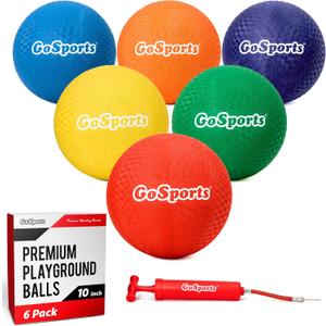 GoSports Playground Balls for Kids - Choose 8.5 or 10 Sizes - Heavy Duty Set of 6 with Carry Bag and Ball Pump