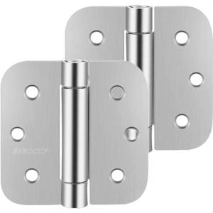 3.5" Self-Closing Stainless Steel Hinges,3-1/2 inch x 3 1/2 Inch Heavy Duty Spring Loaded Automatic Adjustable to Close Door Hinges Hardware with 5/8" Round Corner (Silver-2 Pack)