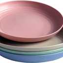 greenandlife Lightweight Wheat Straw Plates - 4Pack Unbreakable Dishes and Plate Set, Dishwasher Microwave Safe Plates, Non-toxin, BPA Free and Healthy for Kids & Adults (7.87'')