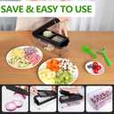 Vegetable Chopper, 4 in 1 Veggie Chopper, Multi-functional Salad Chopper, Mandoline Slicer, Onion Chopper, Food Chopper with Container and Lid (Black) (2 Blades)