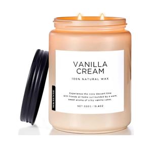 M&SENSE Vanilla Soy Candles, Large 19.4oz Non Toxic 110 Hours Burning Time 100% Natural Organic Soy Wax Candle, Relaxing Aromatherapy Scented Housewarming Gift for Women and Men