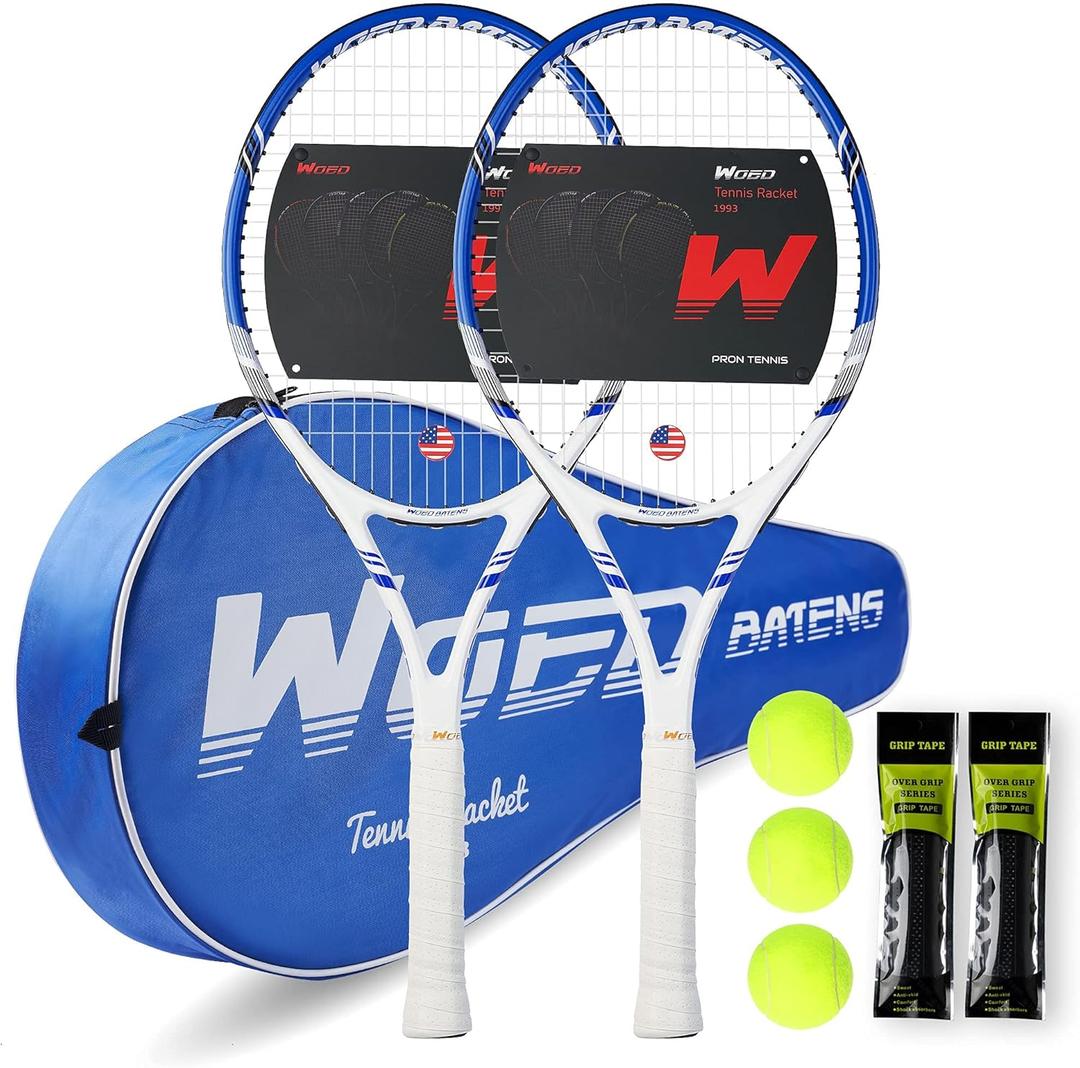 Pro Tennis Racket for Adults, 2 Player 27 inch Speed Tennis Racquet Acceptable for Beginner and Professional with 3 Tennis Balls, 2 Vibration Dampes, 2 Overgrips, Tennis Bag