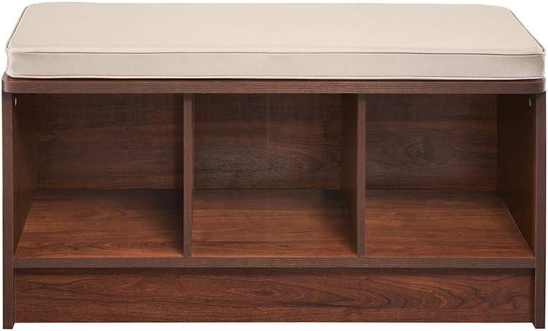 ClosetMaid 1309 3-Cube Storage Bench, Dark Cherry with Tan Cushion