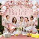 54Pcs Bridal Shower Decorations with Rose Gold Bride to Be Banner, Balloons, Crown, Sash and Veil, Tablecloth, Tattoos and Cake Toppers, Bachelorette Party Decorations Accessories