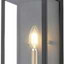 14" Small Classic Outdoor Wall Lantern Light for House Exterior,Handcrafted Satin Black Metal Cage Mounted Pocket Wall Sconce W/Clear Tempered Glass,Waterproof for Porch, Patio, Garage&Front Door E12