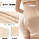 KLVEE Shapewear for Women Tummy Control, High Waisted Body Shaper Shorts Butt Lifting Thigh Slimmer Shapewear Nude (Beige, L)