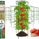 ZeeDix 6 Pack Heavy Duty Tomato Cages for Garden 60 Inches, Square Adjustable Tomato Trellis Cage Climbing Plant Support Trellis Plant Cages for Climbing Vegetables Flowers with 40Pcs Clips