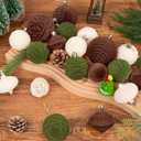 Ouddy Party 30PCS Velvet Christmas Ball Ornaments Set, Flocked Neutral Shatterproof Plastic Assorted Christmas Decorations, Large Hanging Balls Ornaments for Xmas Tree Wreath Home Party Holiday Decor