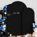 Wokceer Wedding Arch Cover (8FT, 7.2FT, 6.6FT) Set of 3 Spandex Fitted Wedding Arch Stand Covers Round Top Chiara Arch Backdrop Stands Cover for Birthday Party Ceremony Banquet Decor Black