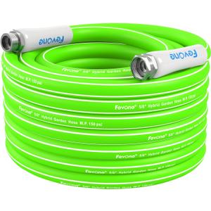 Fevone 50ft Flexible Garden Hose, Non-Kink Drinking Water Safe Hose, 5/8" ID Water Pipe with 3/4" Aluminum Fittings, Heavy Duty & Leak-Proof