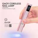 GAOY Cordless Nail Lamp with Stand, Mini Handheld UV Light with LCD Display for Gel Nails, Rechargeable USB Nail Dryer for Fast Curing, Rose Gold