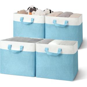 GRANNY SAYS 13x13 Cube Storage Bins, Modern Blue Foldable Storage Cubes with Metal Frame, 4 Pack