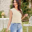 Womens Summer Crop Knit Sweater Vest Sleeveless Button Down Chunky Knit Vest Cardigan with Pockets (M)
