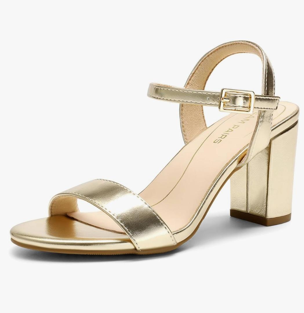 DREAM PAIRS Women's Chunky Heels Block Round Open Toe Ankle Strap Heel Fashion Wedding Party Comfort Dress Sandals Shoes, Size 9.5 USA