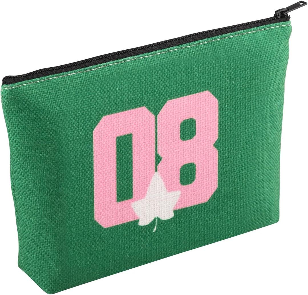 Sorority Paraphernalia Cosmetic Bag Since 1908 Gift Pink And Green Sorority Makeup Bag Black Greek Sorority Gift For Sister (1908Makeup)
