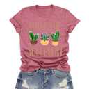LuxLass Garden Shirts for Women Plant Lover Gardener T-Shirt What The Succulent Tee Tops Pink (Pink, XXL)