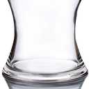 WGV Unique Bouquet Vase, 7" W, 7" H, Clear Short Hurricane Concaved Neiman Glass Floral Container, Home Wedding Event Decor, 1 Piece (VHV0707)