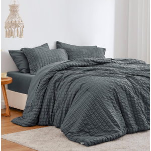 Love's cabin Seersucker Charcoal Grey King Size Comforter Set, 7-Piece All Season Lightweight Bed in a Bag Bedding Set with Comforter, Flat Sheet, Fitted Sheet, Pillowcases and Shams
Soft, Breathable, Lightweight