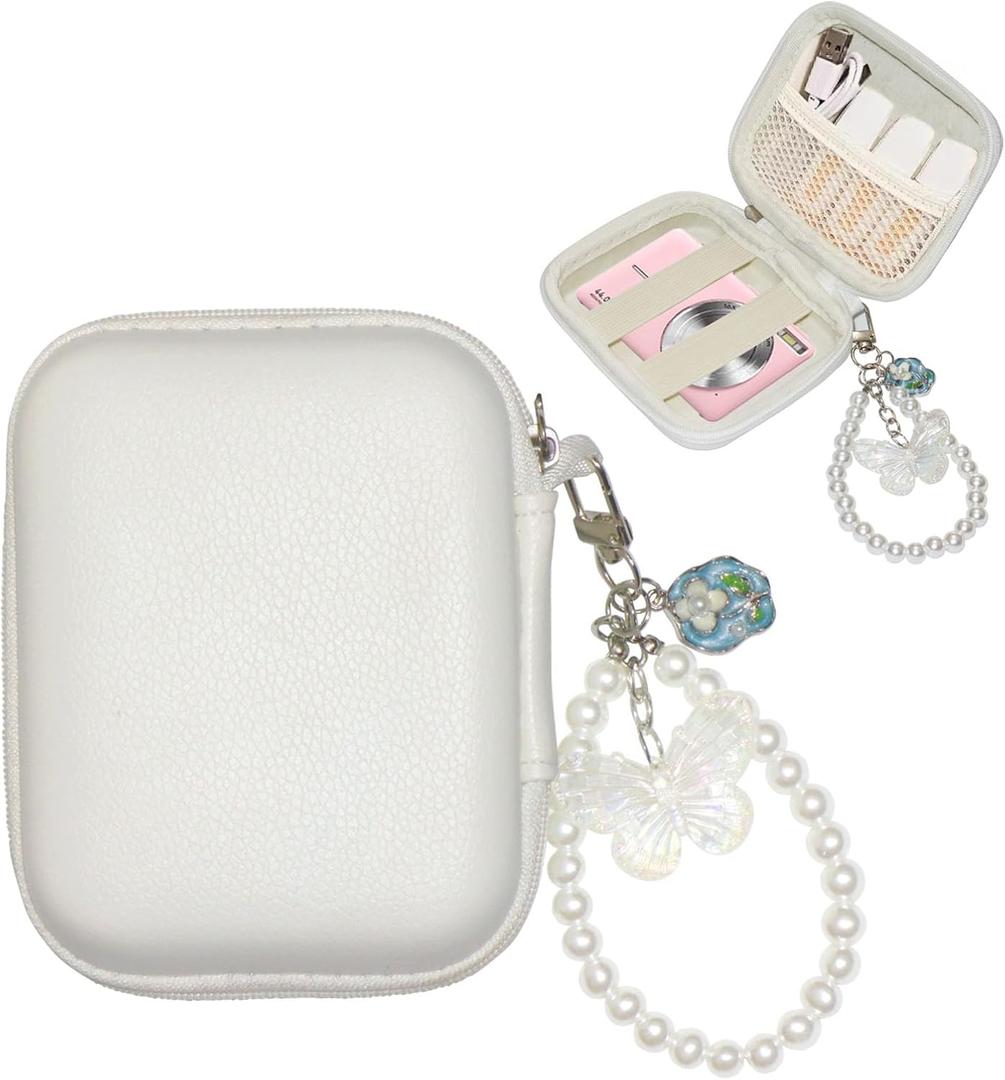 STARGAZ Digital Camera Case,suitable for camera case small such as CAMKORY/KODAK PIXPRO FZ45/FZ55/Canon PowerShot ELPH/HS,Leica,etc.Compact digital camera bag, can also store such as SD cards(White)