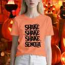 Womens Halloween Shirt Pumpkin Fall Ghost T-Shirts Spooky Season Autumn Tee Tops (Orange, M)