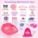 Dreamon Kids Foot Spa & Nail Kit Set - 25 Pcs Kids Spa Day Kit with Middle Size Rainbow Light Massage Foot Soak Tub - Manicure Pedicure Art Salon Girl Stuff - Christmas Birthday Gift for 3-12 Year Old