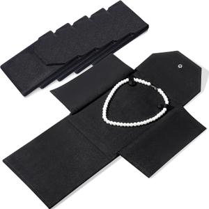 Kenning 6 Pcs Velvet Necklace Jewelry Display Folder Travel Necklace Organizer Women Pearl Jewelry Pouch Gift Bag (Black)