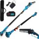 Pole Saw for Tree Trimming, 15-Foot Reach Pole Tree Trimmer, 6inch Electric Pole Chainsaw for Branch and Wood Cutting with Portable Bag and 20V 4A Battery Jovant