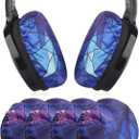 Geekria 2 Pairs Flex Fabric Headphone Covers (Product Safety Certified), Washable & Stretchable Sanitary Ear Protectors for Over-Ear Headsets, Sweat-Resistant (Size M/Diamond)
