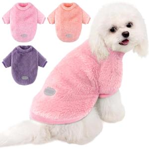 3 Pack Dog Sweater Clothes for Dogs Girls Boys with Reflective Strip Dog Sweaters Coat Soft Warm Pet Puppy Clothes Sweater (Pink+Purple+Peach, L)