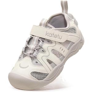 Toddler Sport Sandals for Boys and Girls,Closed Toe Kids Sandals with Breathable Mesh,Lightweight Non Slip Outdoor Walking Shoes for Playground and Summer Activities (Gray)