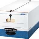 Bankers Box LIBERTY Heavy-Duty Strength Storage Box, Legal, 15" x 24" x 10", White/Blue, Case of 12 (00012)