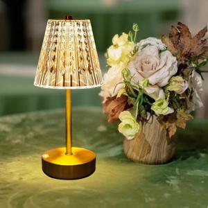 Gold Cordless Table Lamp Rechargeable,5000mAh Battery Operated Lamps, Mini Small Crystal Table Lamp for Restaurant Dining Bathroom/Kitchen Counter/Rechargeable Touch Lamp for Home Dinner Shower Lamp (1 Pack)