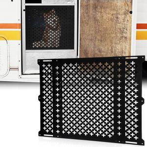 Gisafai RV Screen Door Protector for Dogs, 24 Inch High Adjustable RV Screen Door Guard Adjusts from 21''- 31.5'', Aluminum Alloy Protector Grille Defender for Camper, Black