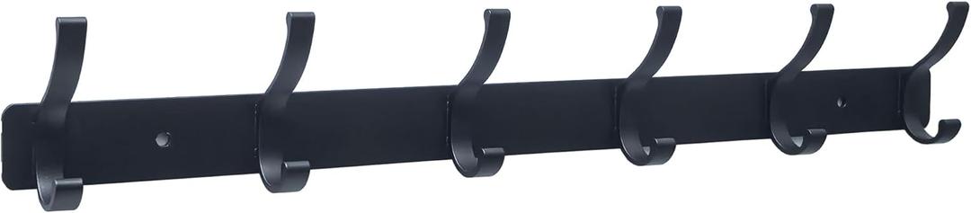 Lofekea Coat Rack Wall Mount, Wall Coat Hooks, Metal Hat Rack Hooks for Hanging, Black Coat Hanger,Towel Hooks for Bathroom (1 Pack-6 Hook)