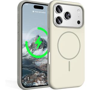 for iPhone 17 Pro Max Case, [Compatible with Mag-Safe] [Anti-Slip Edge Design] [Military Drop Protection] Heavy Duty Shockproof Hard Back Protective Phone Case - Porcelain White