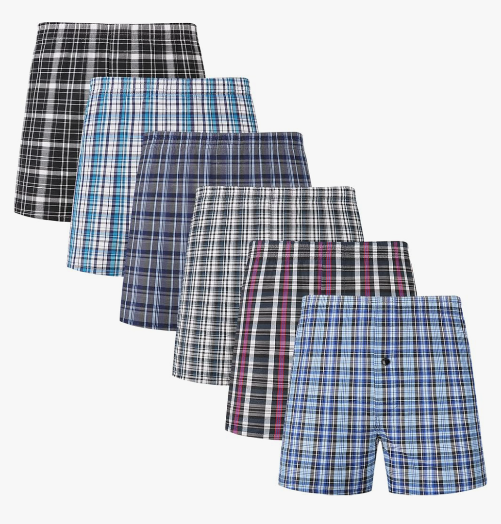 JupiterSecret Men's Underwear Woven Boxers for Men Pack Cotton Boxer Shorts Elastic Waistband, L