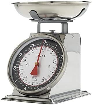Taylor Mechanical Kitchen Weighing Food Scale with Bowl, Weighs up to 11lbs, Measures in Grams and Ounces, Food Scales for Kitchen, Black and Silver